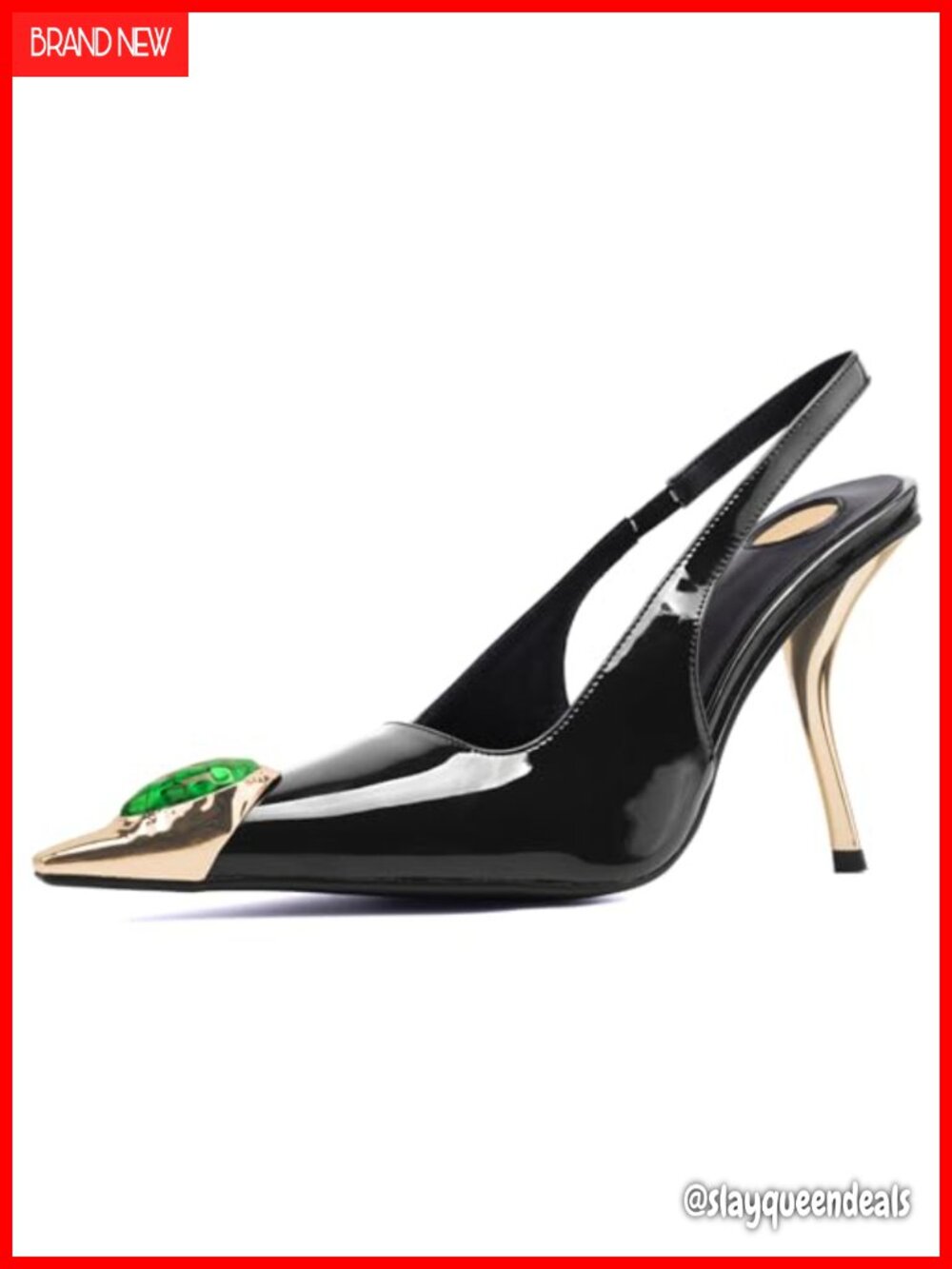 Rhinestone Slingback Stiletto Heels Pointed Toe 4-Inch Formal Pumps